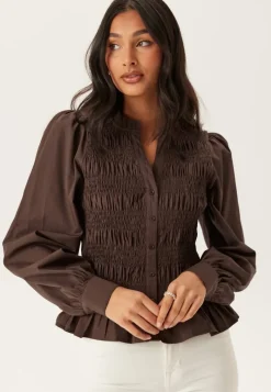 BUBBLEROOM V-neck Cotton Smock Blouse