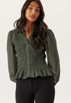 BUBBLEROOM V-neck Cotton Smock Blouse