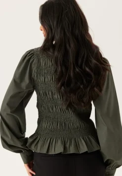 BUBBLEROOM V-neck Cotton Smock Blouse