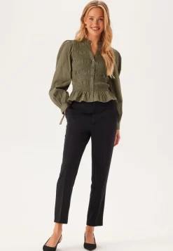 BUBBLEROOM V-neck Cotton Smock Blouse