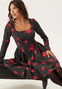 Bubbleroom Occasion Volume Skirt Long Sleeve Mini Dress