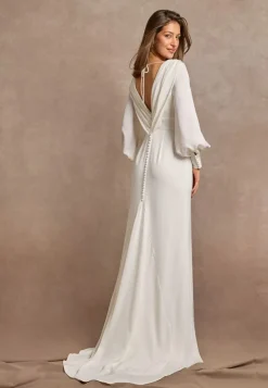 Bubbleroom Occasion Waterfall Back Satin Wedding Gown