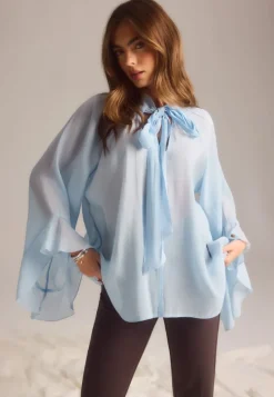 BUBBLEROOM Wide Sleeve Bow Blouse