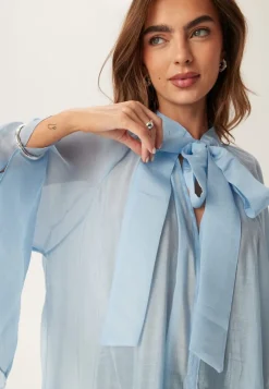 BUBBLEROOM Wide Sleeve Bow Blouse