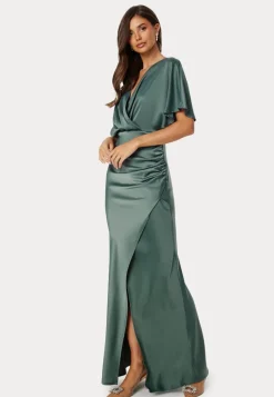 Bubbleroom Occasion Wrap Satin Gown