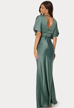 Bubbleroom Occasion Wrap Satin Gown