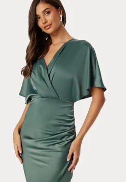 Bubbleroom Occasion Wrap Satin Gown