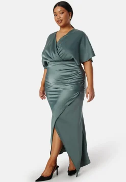 Bubbleroom Occasion Wrap Satin Gown