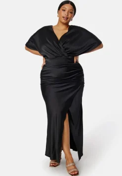 Bubbleroom Occasion Wrap Satin Gown